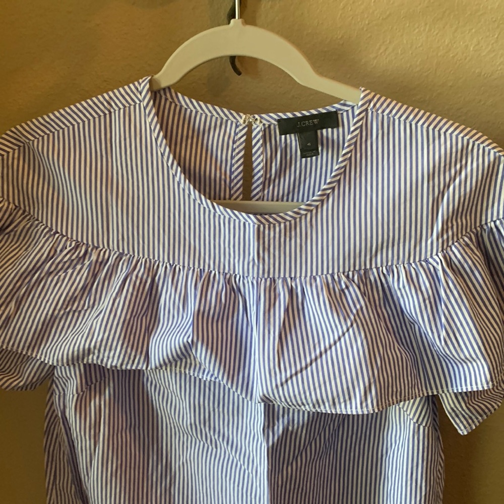 J Crew blue and white stripe blouse - size 4